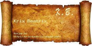 Krix Beatrix névjegykártya